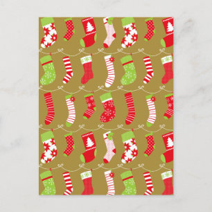 Cartes Pour Fêtes Annuelles Chaussettes d'hiver rétro de Noël
