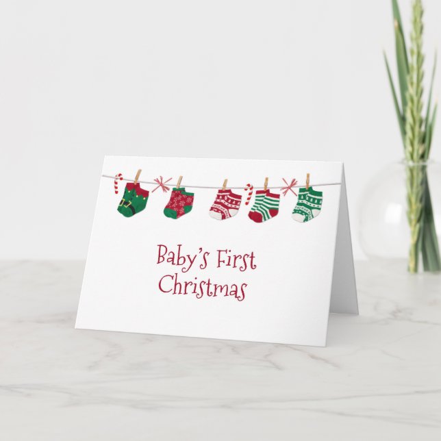 Cartes Pour Fêtes Annuelles Chaussettes pour bébé, 1er Noël pour bébé (Devant)