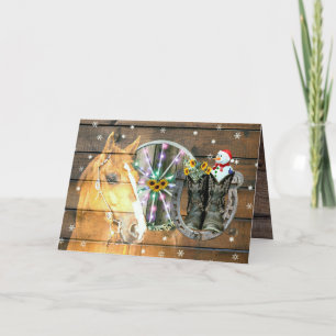 Cartes Pour Fêtes Annuelles Chaussure de Noël Wagon Roue Boots de cow-boy Hors
