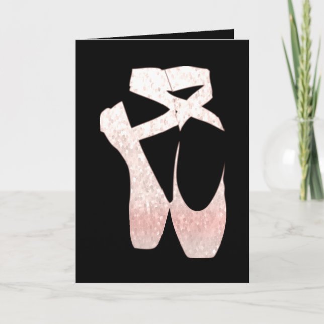 Cartes Pour Fêtes Annuelles Chaussures de Ballet Rose Gradient Doux (Devant)