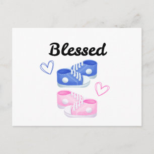 Cartes Pour Fêtes Annuelles Chaussures de bébé roses et bleues pour jumeaux à