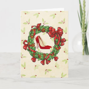 Cartes Pour Fêtes Annuelles Chaussures de talon haut/guirlande rouges de Noël