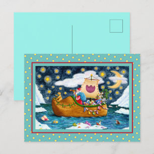 CARTES POUR FÊTES ANNUELLES CHAUSSURES NÉERLANDAISES PÈRE NOËL SHIP, ICEBERGS,