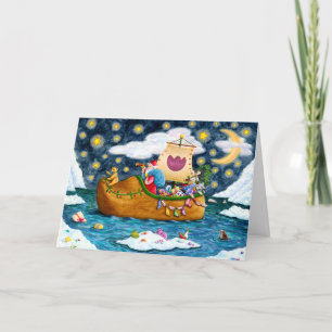CARTES POUR FÊTES ANNUELLES CHAUSSURES NÉERLANDAISES PÈRE NOËL SHIP, ICEBERGS,
