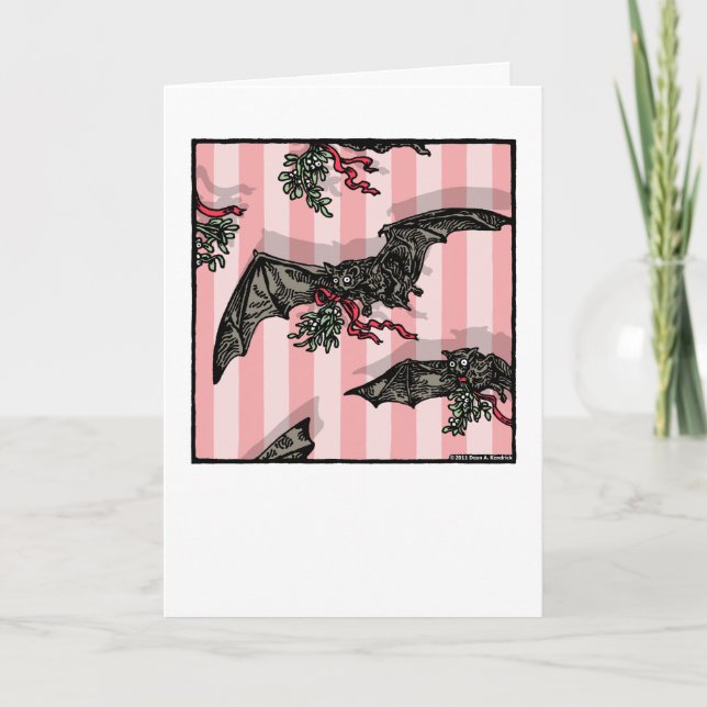 Cartes Pour Fêtes Annuelles Chauves-souris avec Gui - Intérieur Vide Pop Goth (Devant)