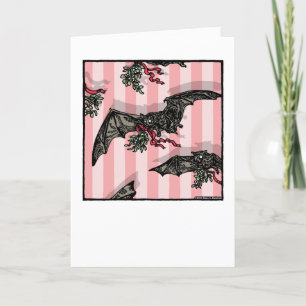 Cartes Pour Fêtes Annuelles Chauves-souris avec Gui - Intérieur Vide Pop Goth