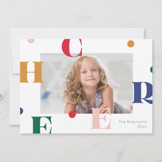 Cartes Pour Fêtes Annuelles CHEER - conception de photo de vacances ludique (Devant)