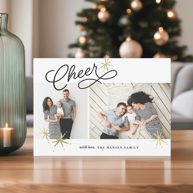 Cartes Pour Fêtes Annuelles Cheer étoilé | Deux photos (Créateur téléchargé)