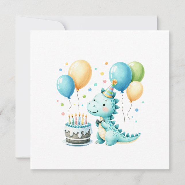Cartes Pour Fêtes Annuelles Cheerful Dinosaur Birthday Card (Devant)