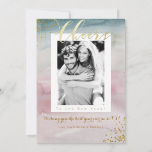 Cartes Pour Fêtes Annuelles CHEERS au Nouvel An Glam aquarelle photo