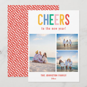 Cartes Pour Fêtes Annuelles CHEERS Photo colorée du Nouvel An