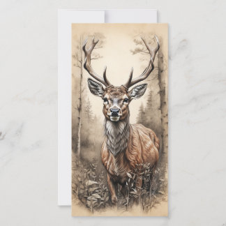 Cartes Pour Fêtes Annuelles Chef-D'Oeuvre Cerf Dans La Forêt