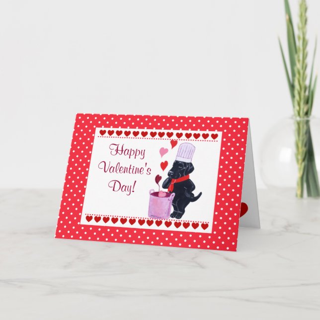 Cartes Pour Fêtes Annuelles Chef noir de Labrador peignant Valentine (Devant)