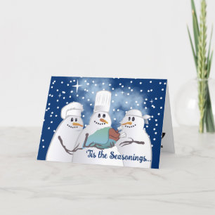 Cartes Pour Fêtes Annuelles Chef Snowman restaurant gastronomique traiteur Noë