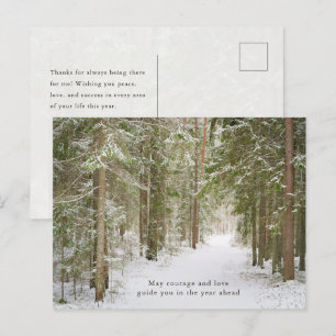 Cartes Pour Fêtes Annuelles Chemin minimaliste de la forêt hivernale, Nouvel A