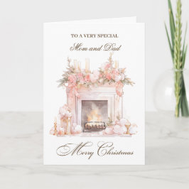 Cartes Pour Fêtes Annuelles Cheminée de Noël Maman & Papa