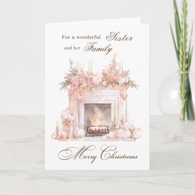 Cartes Pour Fêtes Annuelles Cheminée de Noël Soeur (Devant)