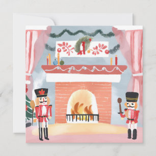 Cartes Pour Fêtes Annuelles Cheminée noires de Noël   Joyeuse aquarelle