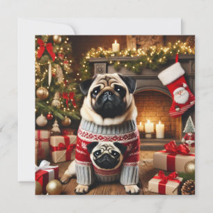 Cartes Pour Fêtes Annuelles Cheminée Norman T Pug