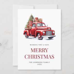 Cartes Pour Fêtes Annuelles Cheminée Red Old Truck