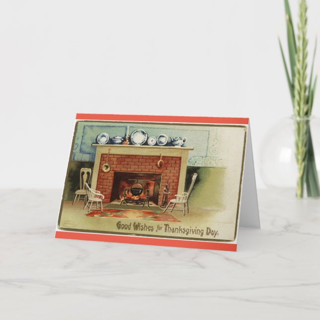 Cartes Pour Fêtes Annuelles Cheminée Thanksgiving (Devant)