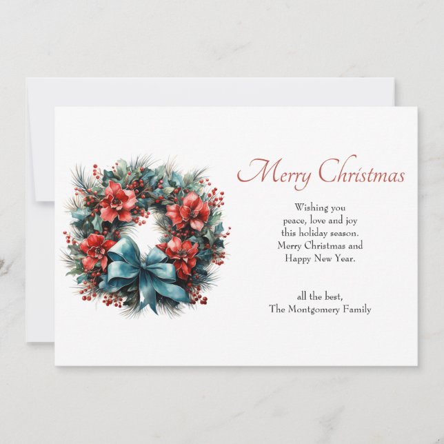 Cartes Pour Fêtes Annuelles Chemise d'aquarelle de Noël avec Holly (Devant)