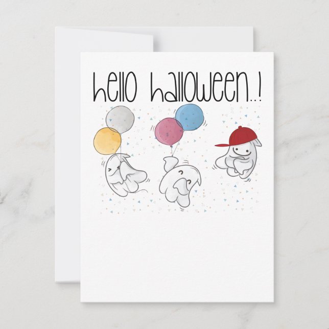 Cartes Pour Fêtes Annuelles Chemise de Halloween Bonjour, Fantômes drôles de H (Devant)