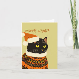 Cartes Pour Fêtes Annuelles Chemise de Noël laide pour chat noir personnalisée