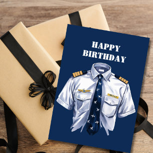 Cartes Pour Fêtes Annuelles Chemise de pilote à l'aquarelle & étiquette nomina