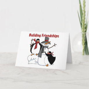Cartes Pour Fêtes Annuelles Chemises et cadeaux Penguins Building Friendship