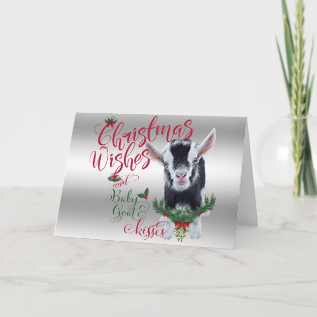 Cartes Pour Fêtes Annuelles CHÈQUE | voeux de Noël Bébé Chèvre Baisers Nigéria (Devant)