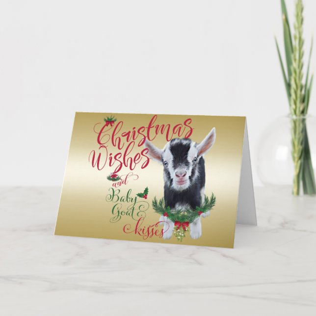 Cartes Pour Fêtes Annuelles CHÈQUE | voeux de Noël Bébé Chèvre Baisers Nigéria (Devant)
