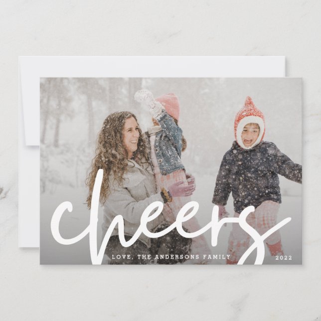 Cartes Pour Fêtes Annuelles CHÈQUES BLANCS | Photo moderne Joyeux Noël (Devant)