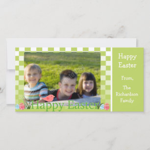 Cartes Pour Fêtes Annuelles Chèques verts et blancs de printemps OEufs de Pâqu
