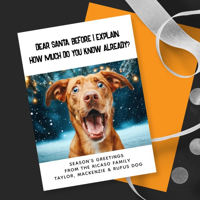 Cartes Pour Fêtes Annuelles Cher Père Noël, Combien Savez-Vous Déjà ? Noël (Dear Santa How Much Do You Know Already? Christmas Holiday Card by Ricaso. Personalized with photo
)