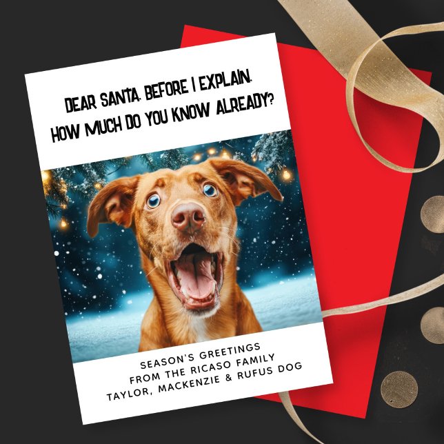 Cartes Pour Fêtes Annuelles Cher Père Noël, Combien Savez-Vous Déjà ? Noël (Dear Santa How Much Do You Know Already? Christmas Holiday Card by Ricaso. Personalized with photo
)
