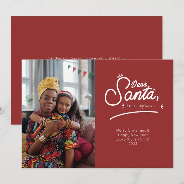 Cartes Pour Fêtes Annuelles Cher Père Noël, Expliquez-Nous La Photo (Devant / Derrière)