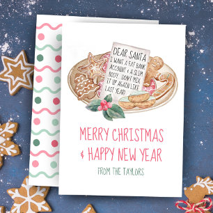 Cartes Pour Fêtes Annuelles Cher Père Noël Fat Bank Compte Slim Body Noël