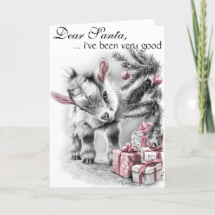 Cartes Pour Fêtes Annuelles Cher Père Noël, j'ai été bon - Baby Chèvre Noël
