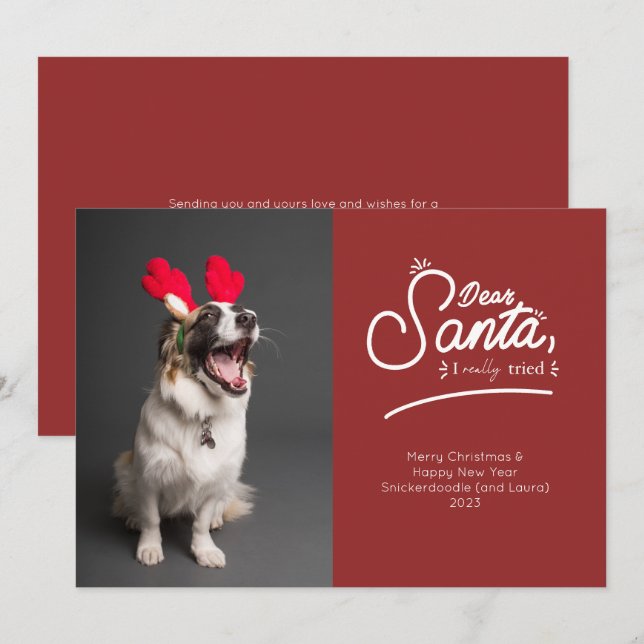 Cartes Pour Fêtes Annuelles Cher Père Noël, J'Ai Vraiment Essayé La Photo (Devant / Derrière)