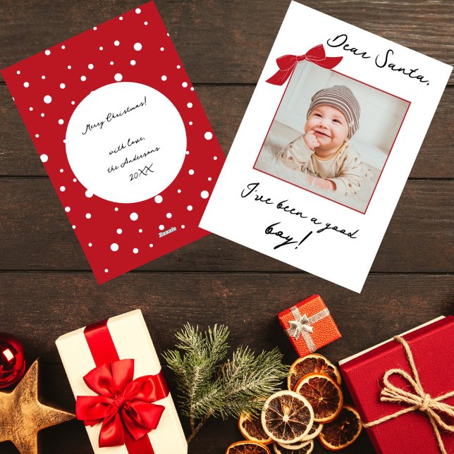 Cartes Pour Fêtes Annuelles Cher Père Noël moderne Noël personnalisé photo béb (Créateur téléchargé)