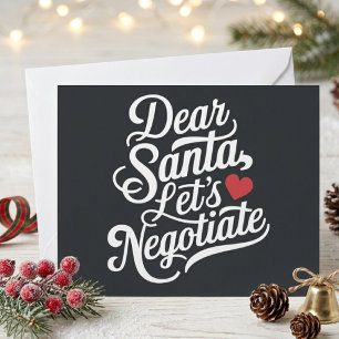 Cartes Pour Fêtes Annuelles Cher Père Noël, Négocions Citation de Noël drôle