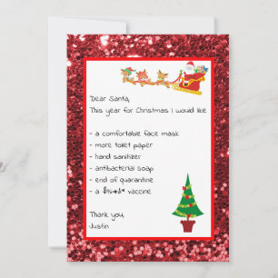 Cartes Pour Fêtes Annuelles Chère Père Noël Liste Lettre Drôle 2021 Noël