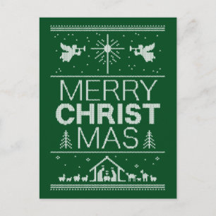 Cartes Pour Fêtes Annuelles Chérie chrétienne moche de Noël chéri Christ vert