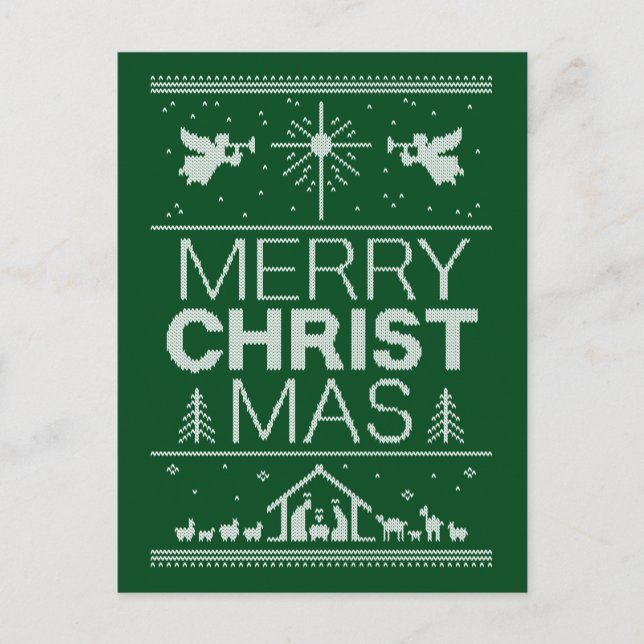 Cartes Pour Fêtes Annuelles Chérie chrétienne moche de Noël chéri Christ vert (Devant)