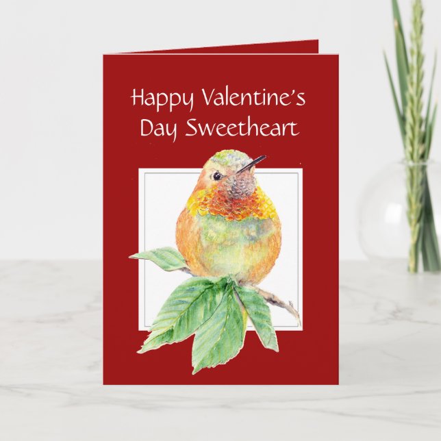 Cartes Pour Fêtes Annuelles Chérie Saint Valentin Colibri roux roux (Devant)