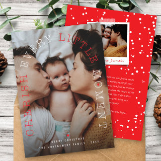 Cartes Pour Fêtes Annuelles Cherish Every Little Moment Arch Typographie Photo