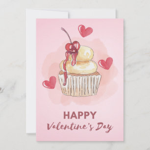 Cartes Pour Fêtes Annuelles Cherry Cupcake Pastel Valentine's Day Card
