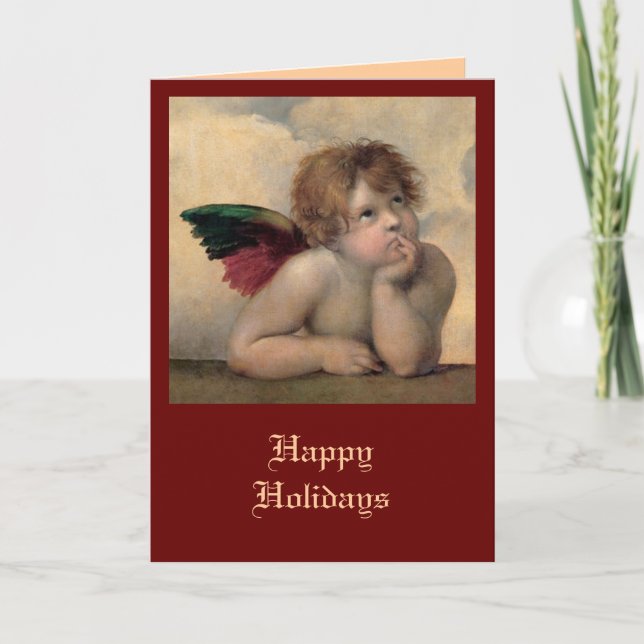 Cartes Pour Fêtes Annuelles Chérubin de la Madone Sixtine de Raphaël (Devant)
