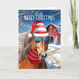 Cartes Pour Fêtes Annuelles Chestnut Ébauche Cheval Drôle MAREy Noël